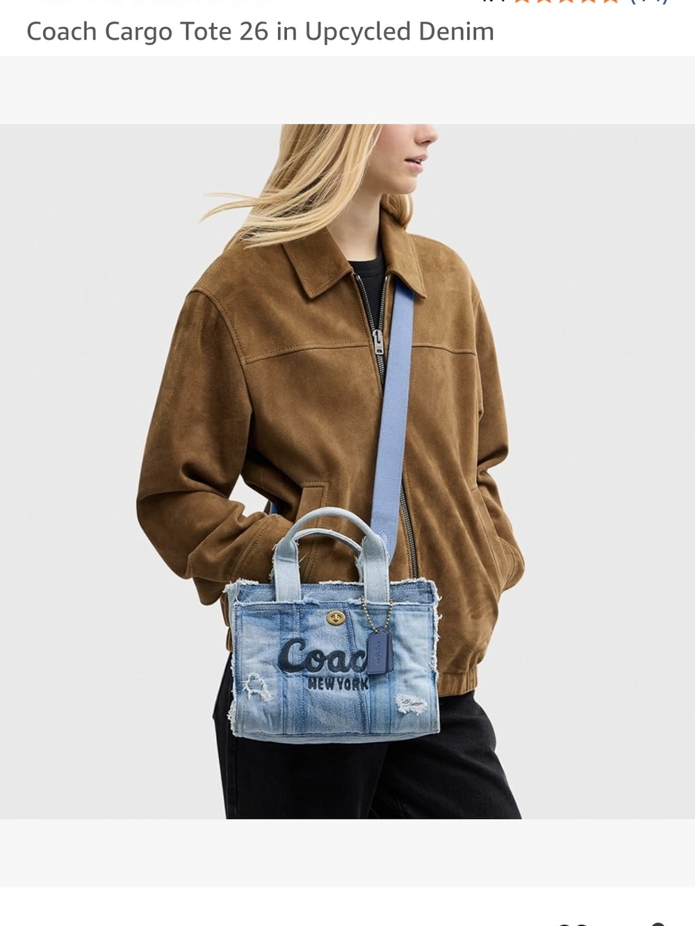 Coach Denim Cargo Tote Upcycled In A Love Denim Size 26 New Without Tags. - Picture 2 of 16